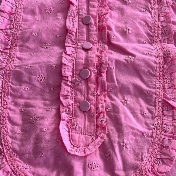 J.Crew Pink Ruffled Long Sleeve Blouse - Picture 2 of 7